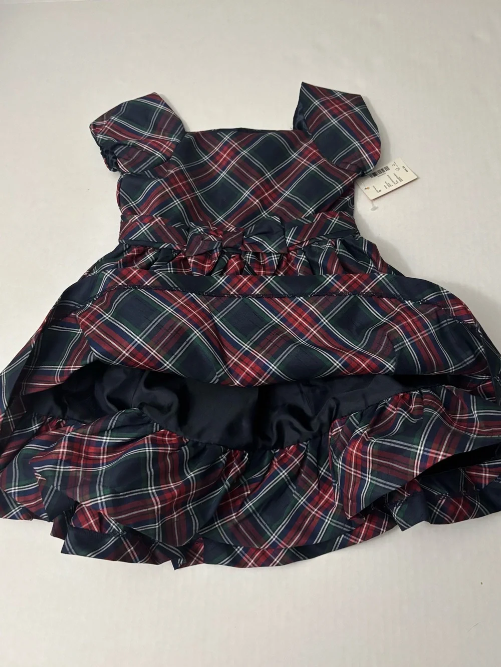 Gymboree Girls Plaid Bow Ruffle Dress - Royal Christmas Size 6